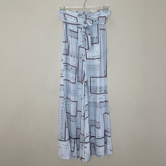 Free People Stairway To The Moon Goddess Paperbag Waist Wide Leg Rayon Pants XS - Picture 4 of 9